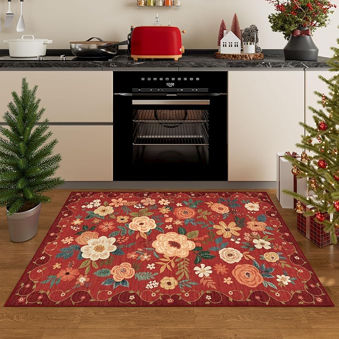 DUKINO 3x5 Area Rug, Floral Rugs - Image 4