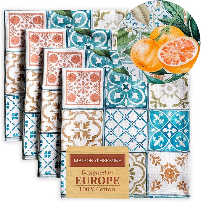 Maison d' Hermine Cloth Napkins Set of 4 100% Cotton Everyday Reusable Square by MaisondHermine