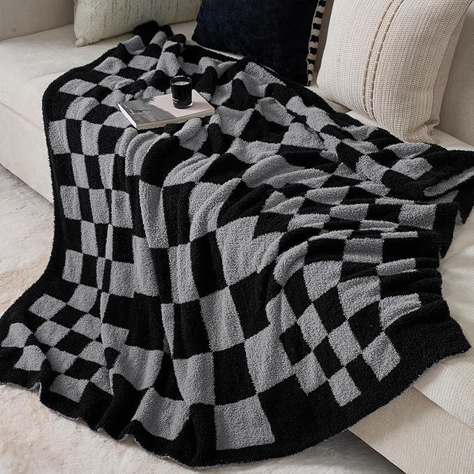 Joiedomi Twin Blanket for Couch Bed, Checkered Knitted Blankets Gifts for Women - Image 4