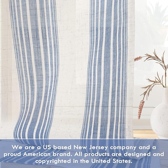 DriftAway Farmhouse Vertical Striped Linen Blend Textured Light Filtering Semi - Image 6