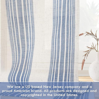 DriftAway Farmhouse Vertical Striped Linen Blend Textured Light Filtering Semi - Image 6