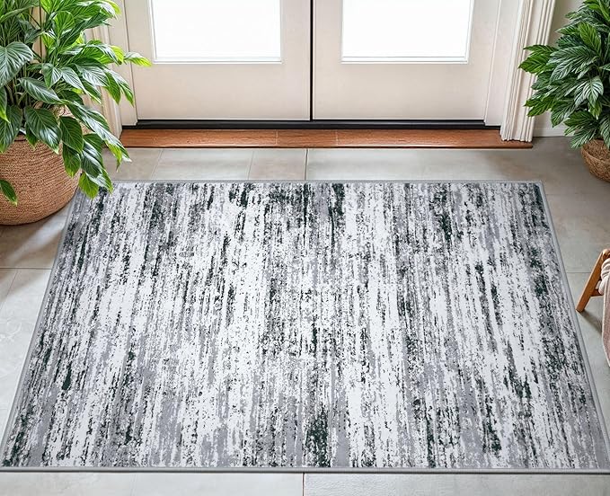 Modern Abstract Small Area Rug Indoor 3x5 Washable Rug Non-Slip Soft Entryway - Image 2