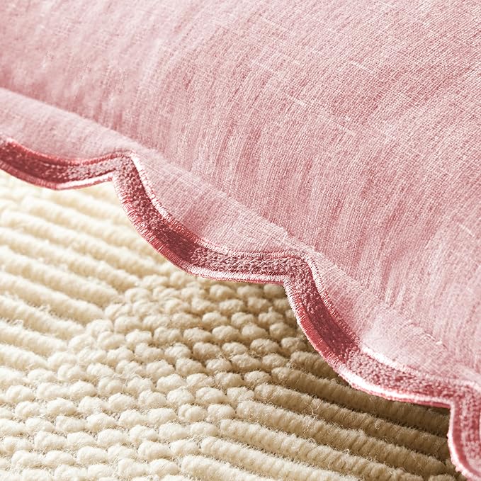Scalloped Pillow Cover Pack of 2 Spring Chenille Decorative Throw Pillow Covers - Image 4