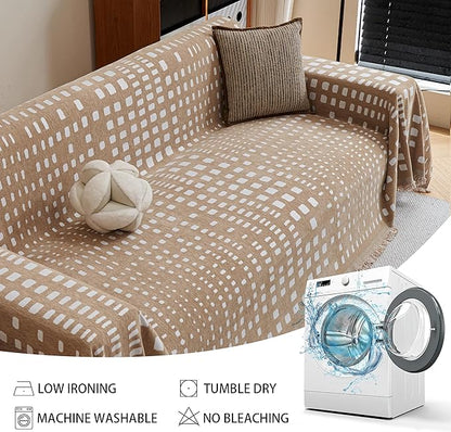 MEETSKY Boho Couch Cover Sofa Covers, Chenille Geometric Khaki Couch Covers - Image 5