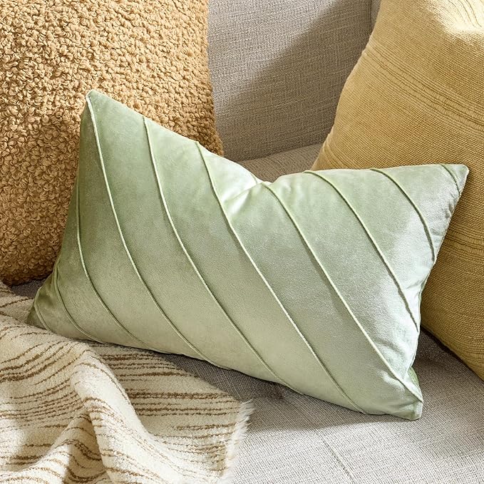 GIGIZAZA Sage Green Velvet Pillow Covers 12x20 - Image 2