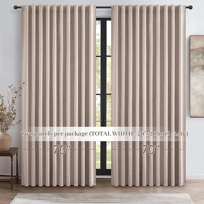 140 Inches Extra Wide Curtains Linen Farmhouse Insulated Thermal Large Window - Image 8