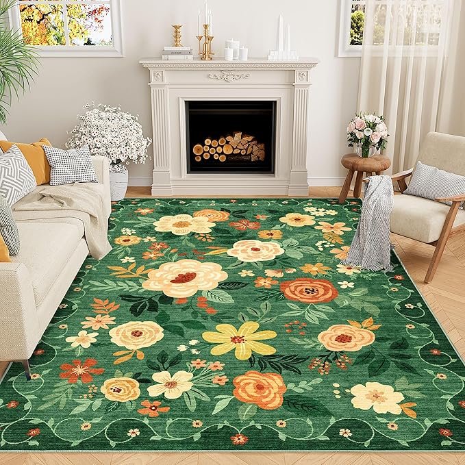 DUKINO 6x9 Area Rug, Floral Rugs by DUKINO
