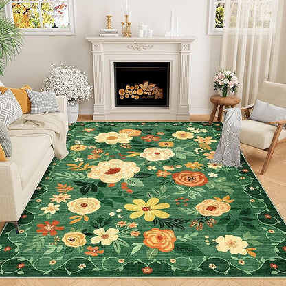 DUKINO 6x9 Area Rug, Floral Rugs by DUKINO