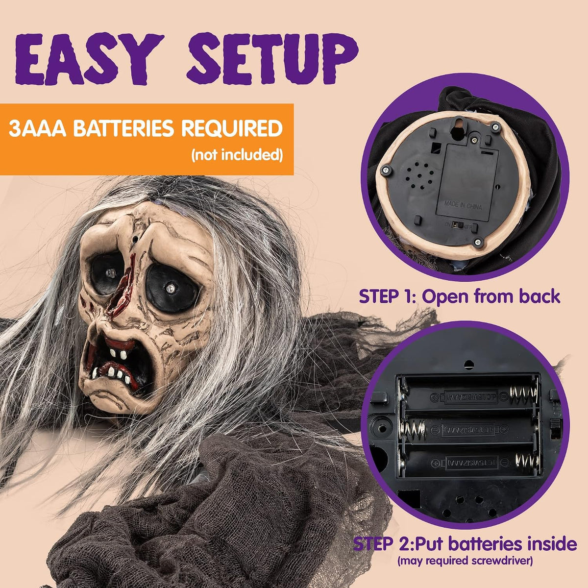 JOYIN Halloween Zombie Decoration Outdoor, Groundbreaker Halloween Outside Decor, Scary Zombies Props with Glowing Eyes and Sound for Graveyard Haunted House Lawn Yard Garden Decoration