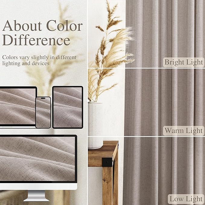 Brownish Grey Semi Sheer Linen Curtains 72 Inch Length - Image 3