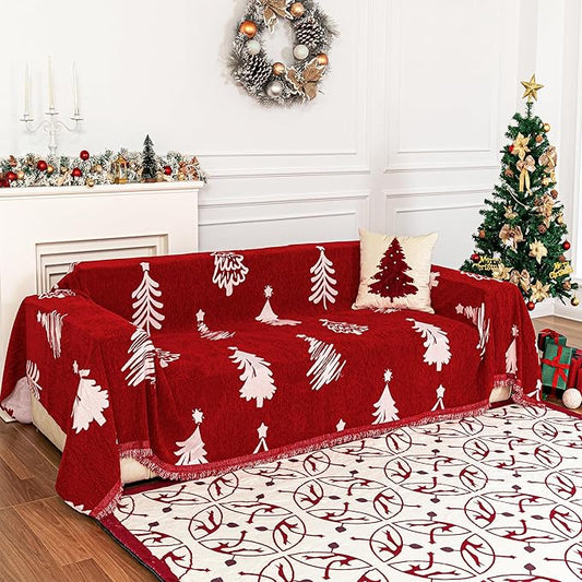 MYSKY HOME 71"X118" Loveseat Christmas Couch Cover, Sectional Sofa Covers Sofa by MYSKYHOME