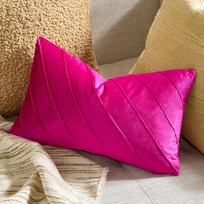 GIGIZAZA Hot Pink Velvet Pillow Covers 12x20 - Image 2
