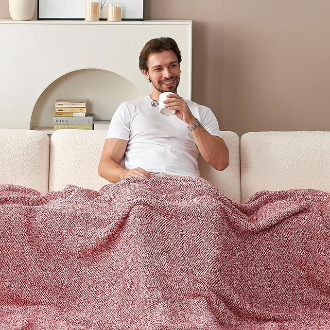 Snuggle Sac Christmas Red Blanket Twin Size, Ultra Soft Warm Fuzzy Knit Blanket - Image 7
