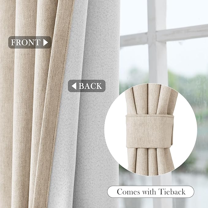 Macochico Thermal Blackout Chenille Curtains 100% Blackout Window Draperies - Image 6