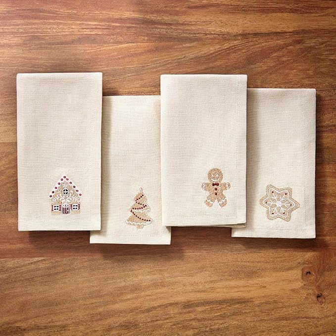 Elrene Home Fashions Gingerbread Bliss Holiday Embroidered Christmas Cotton - Image 2