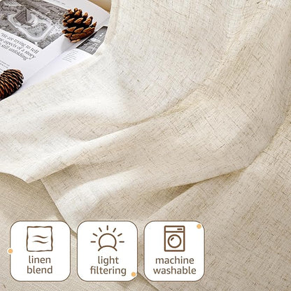 jinchan Kitchen Curtains Linen Tier Curtains 20 Inch Farmhouse Cafe Style - Image 7