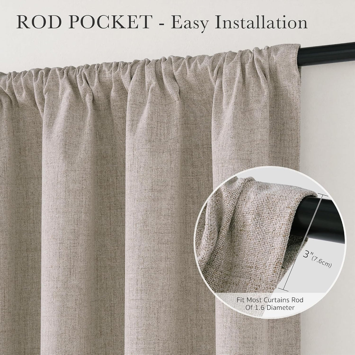 pony dance 100% black out linen curtains 63, side view