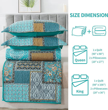 bedifany 3 pieces cotton king size quilt sets on a desk or shelf