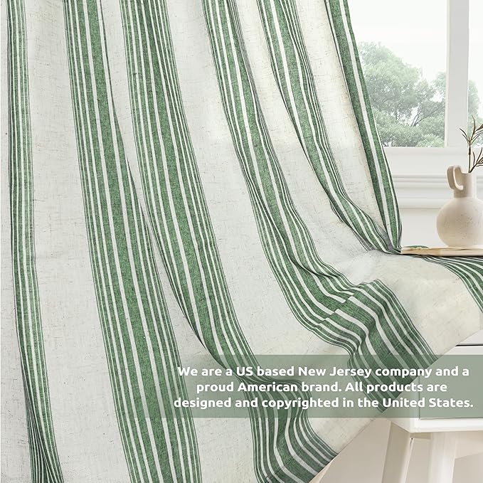 DriftAway Farmhouse Vertical Striped Linen Blend Textured Light Filtering Semi - Image 5