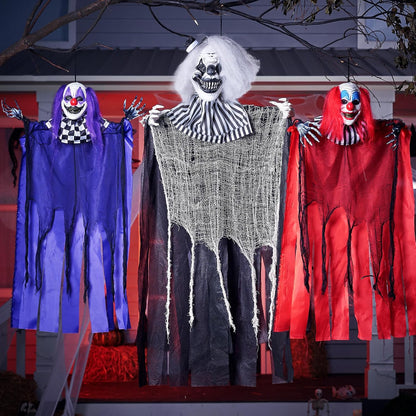 JOYIN 3 Pcs Hanging Clown Decor Halloween Decorations Outdoor, Party Supplies Props Haunted House Front Porch Yard Garden Lawn Patio Scary Horror