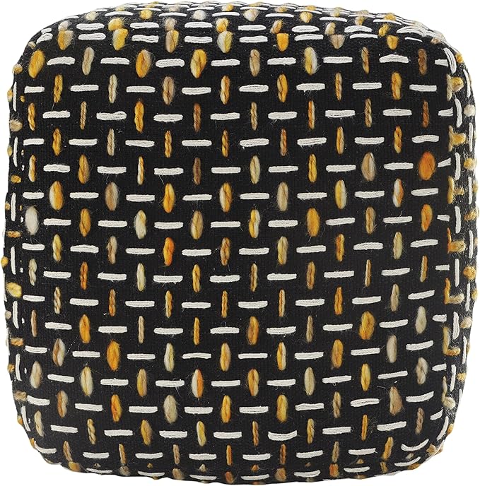 L. R. Resources, Inc. LR Home Hand-Woven Black/Gold/White Geometric Square - Image 4