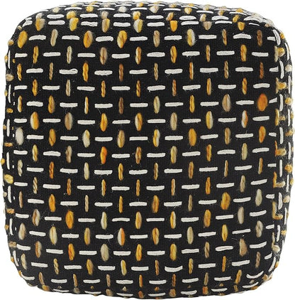 L. R. Resources, Inc. LR Home Hand-Woven Black/Gold/White Geometric Square - Image 4