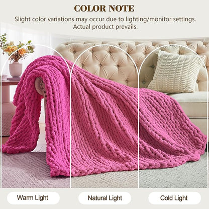 Carriediosa Chunky Knit Throw Blanket 60" X 80" Twin, 100% Hand Made Large - Image 2
