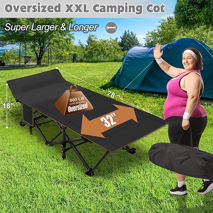 ABORON 2PK XXL Camping Cot for Adults 900LBS - Image 7