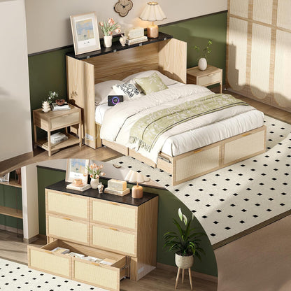 vingli full size rattan murphy bed with storage, main product view