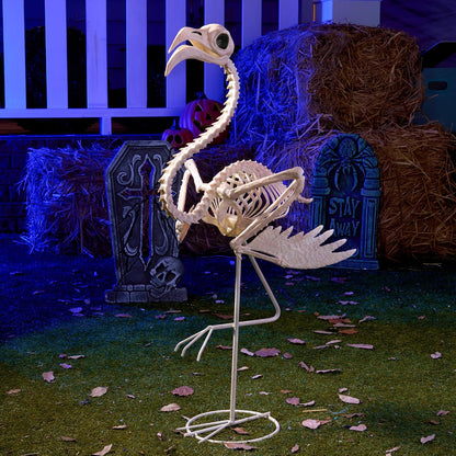 JOYIN Flamingo Skeleton Halloween Decorations 27.6 Inch Tall Spooky Flamingo Posable Animal Skeleton with Movable Joints for Halloween Indoor Outdoor Yard Garden Lawn Patio Prop Decor