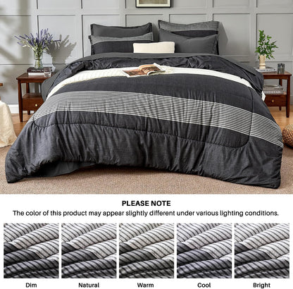 andency full size comforter set, black white grey, view 9