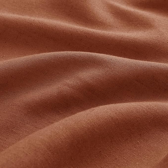 Terracotta Pinch Pleat Linen Curtains 108 Inch Length 2 Panels Set - Image 3