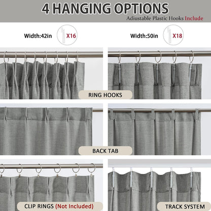 rain city grey linen curtains 45 inches long, close-up detail