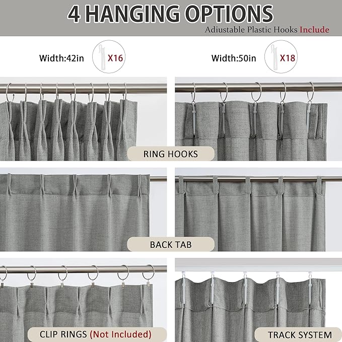 RAIN CITY Extra Long Pleated Sheer Curtains 108 inch Length 2 Panels Back Tab - Image 3