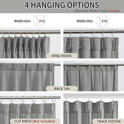 RAIN CITY Extra Long Pleated Sheer Curtains 108 inch Length 2 Panels Back Tab - Image 3