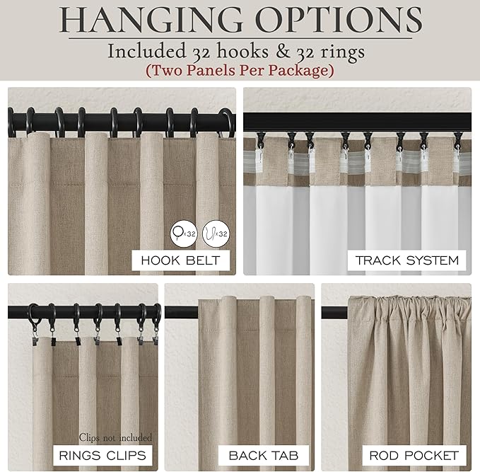 Black Out 96 Inch Long Boho Curtains 2 Panel Set, Farmhouse Curtains - Image 3