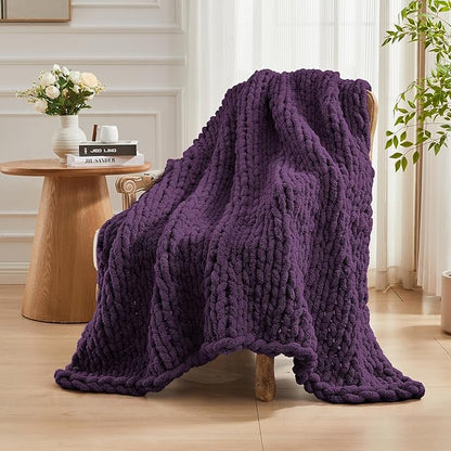 Carriediosa Chunky Knit Throw Blanket 50" X 60", 100% Hand Made Large Chenille - Image 8