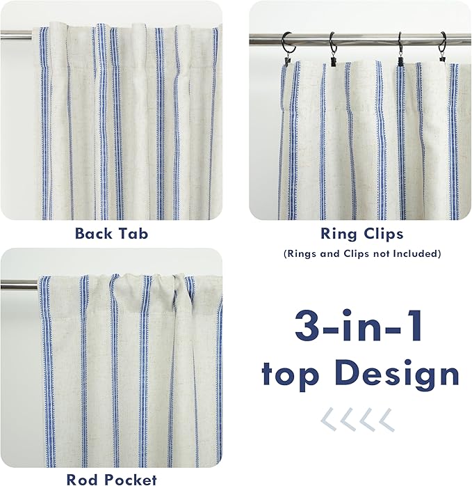 DriftAway Farmhouse Vertical Striped Linen Blend Textured Light Filtering Semi - Image 6