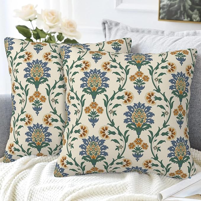 Vintage Floral Throw Pillow Cover Case Traditional Turkish Throw Pillows Set of - Image 4