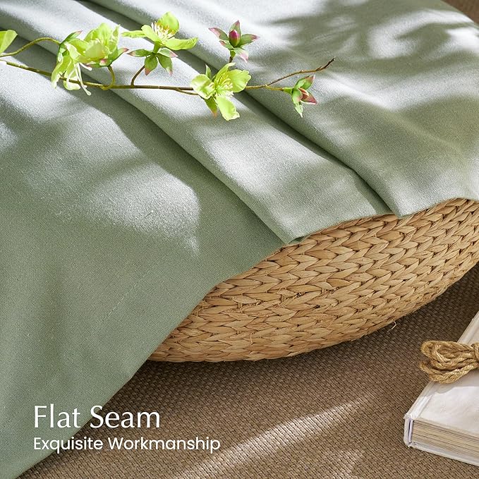 NICETOWN Thick Linen Greyish Green Curtains - Image 6