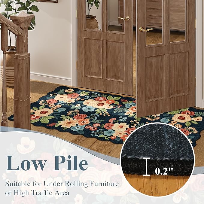 DUKINO 2x3 Entryway Rug, Floral Washable Indoor Door Mat - Image 9