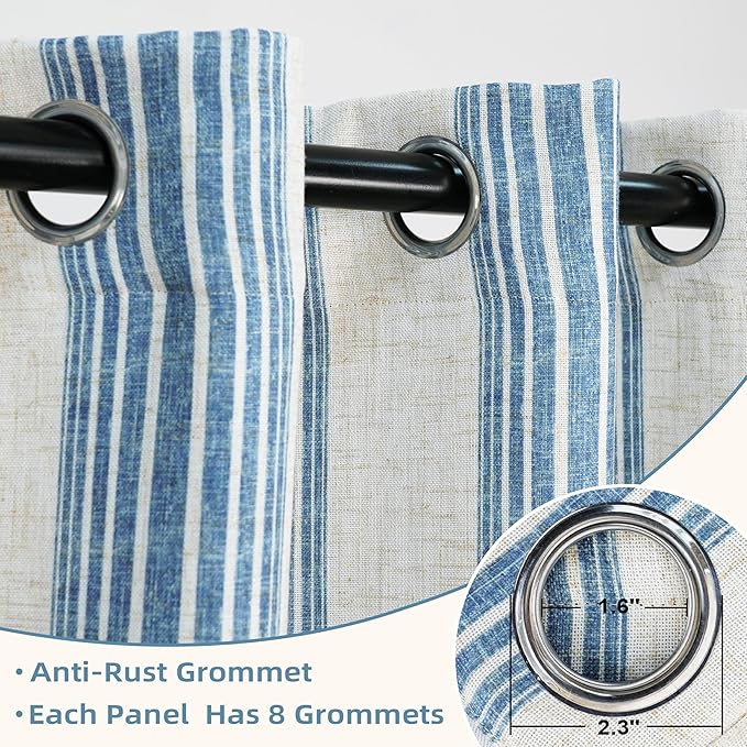 DriftAway Farmhouse Vertical Striped Linen Blend Textured Light Filtering Semi - Image 3