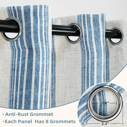 DriftAway Farmhouse Vertical Striped Linen Blend Textured Light Filtering Semi - Image 3