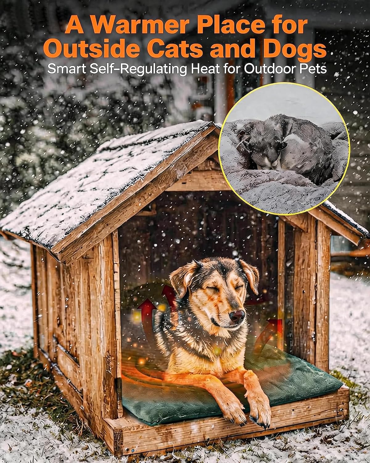 petnf outdoor pet heating pad for feral cats shown in use