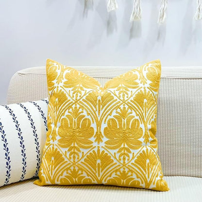 Slow Cow Yellow Canvas Embroidery Decorative Throw Pillow Cover Cushion Cover - Image 2