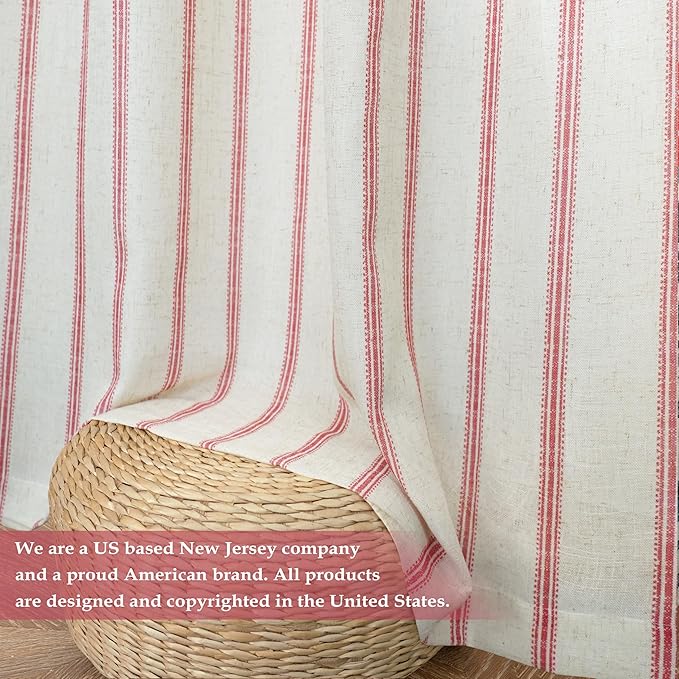 DriftAway Farmhouse Vertical Striped Linen Blend Textured Light Filtering Semi - Image 7