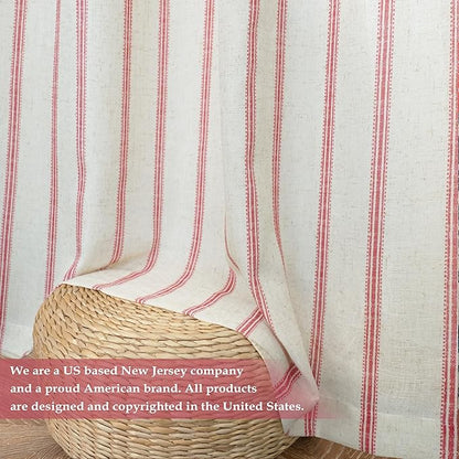 DriftAway Farmhouse Vertical Striped Linen Blend Textured Light Filtering Semi - Image 7