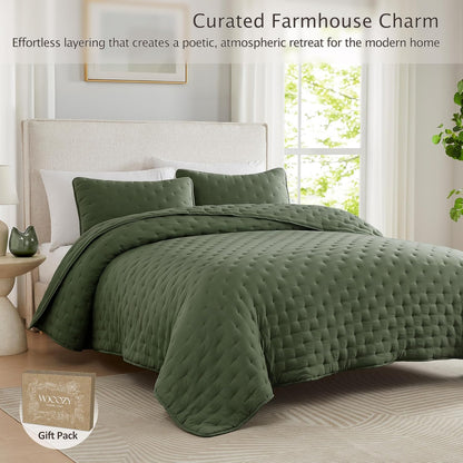 wdcozy olive green california cal king size quilt on a desk or shelf