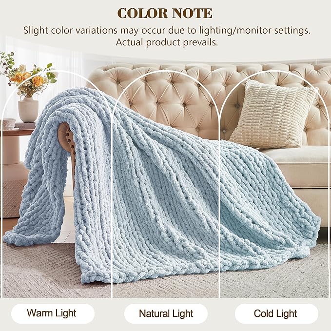Carriediosa Chunky Knit Throw Blanket 60" X 80" Twin, 100% Hand Made Large - Image 2
