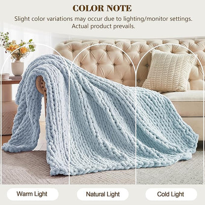 Carriediosa Chunky Knit Throw Blanket 60" X 80" Twin, 100% Hand Made Large - Image 2